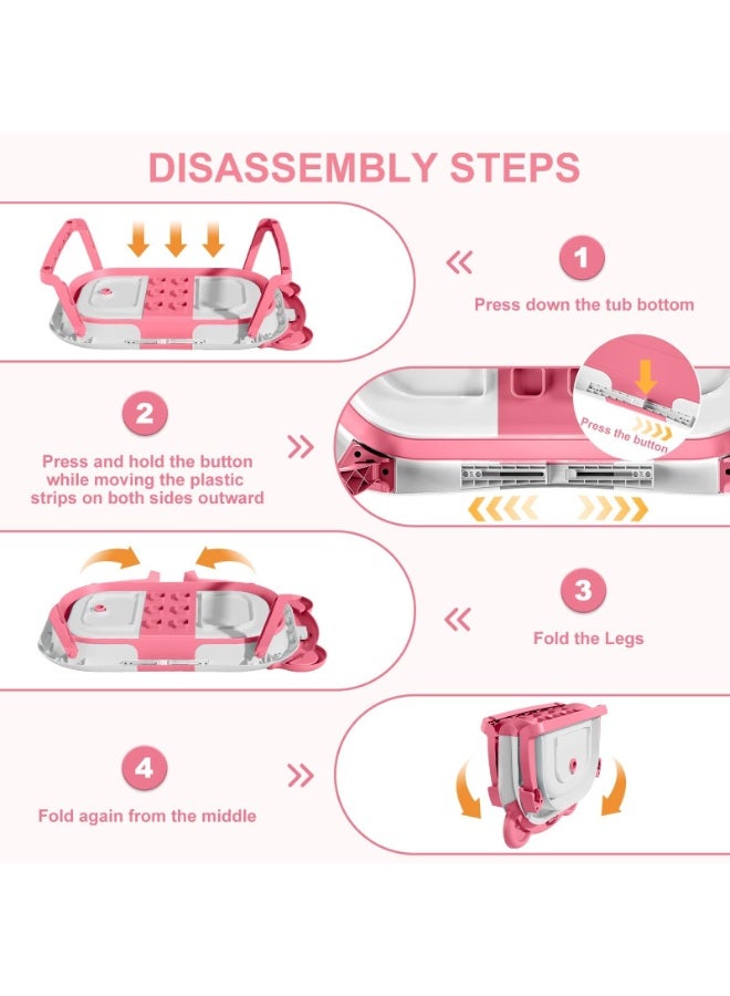 Collapsible Baby Bathtub, Baby Bath Tub with Soft Cushion  Real-Time Thermometer, Baby Bathtub Infant to Toddler Tub (0-36 Months), Portable Newborn Travel Bath tub - Image 4